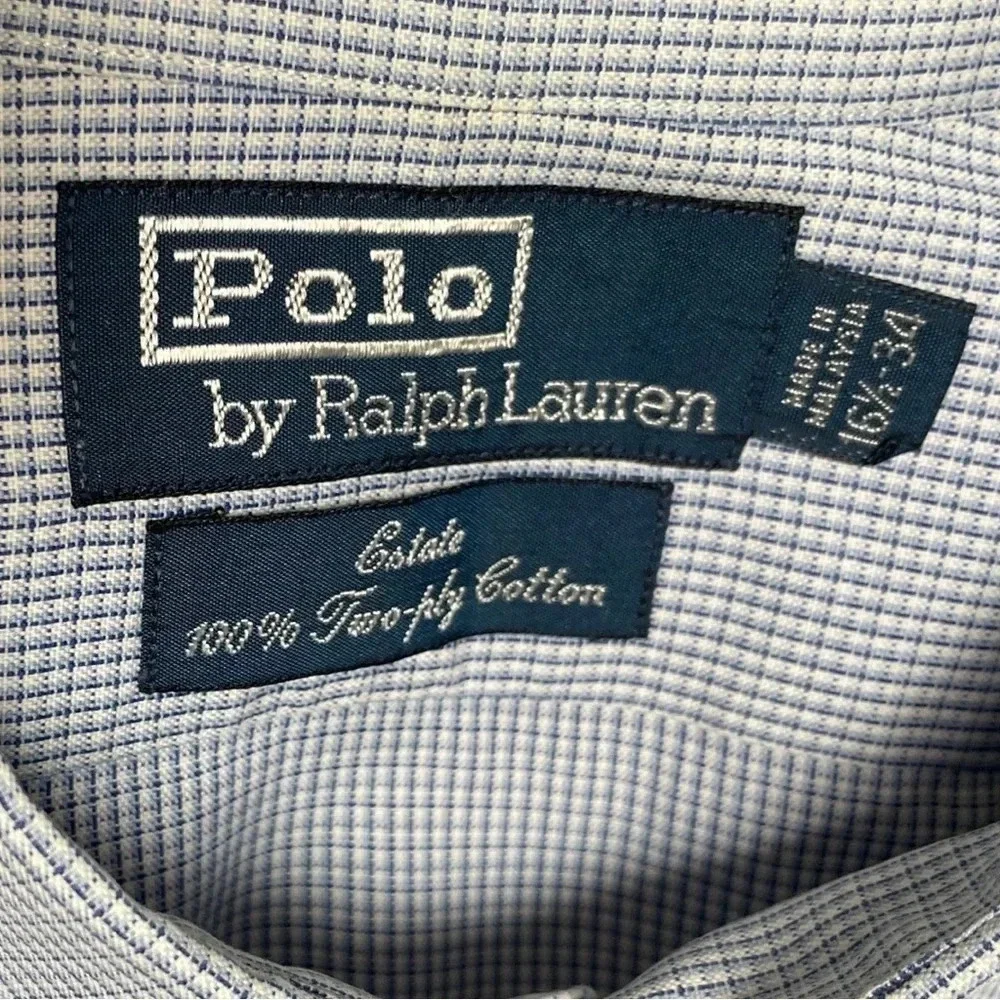 Polo by Ralph Lauren Estate Dress Shirt - Blue, 16.5-34, 100% Two-Ply Cotton